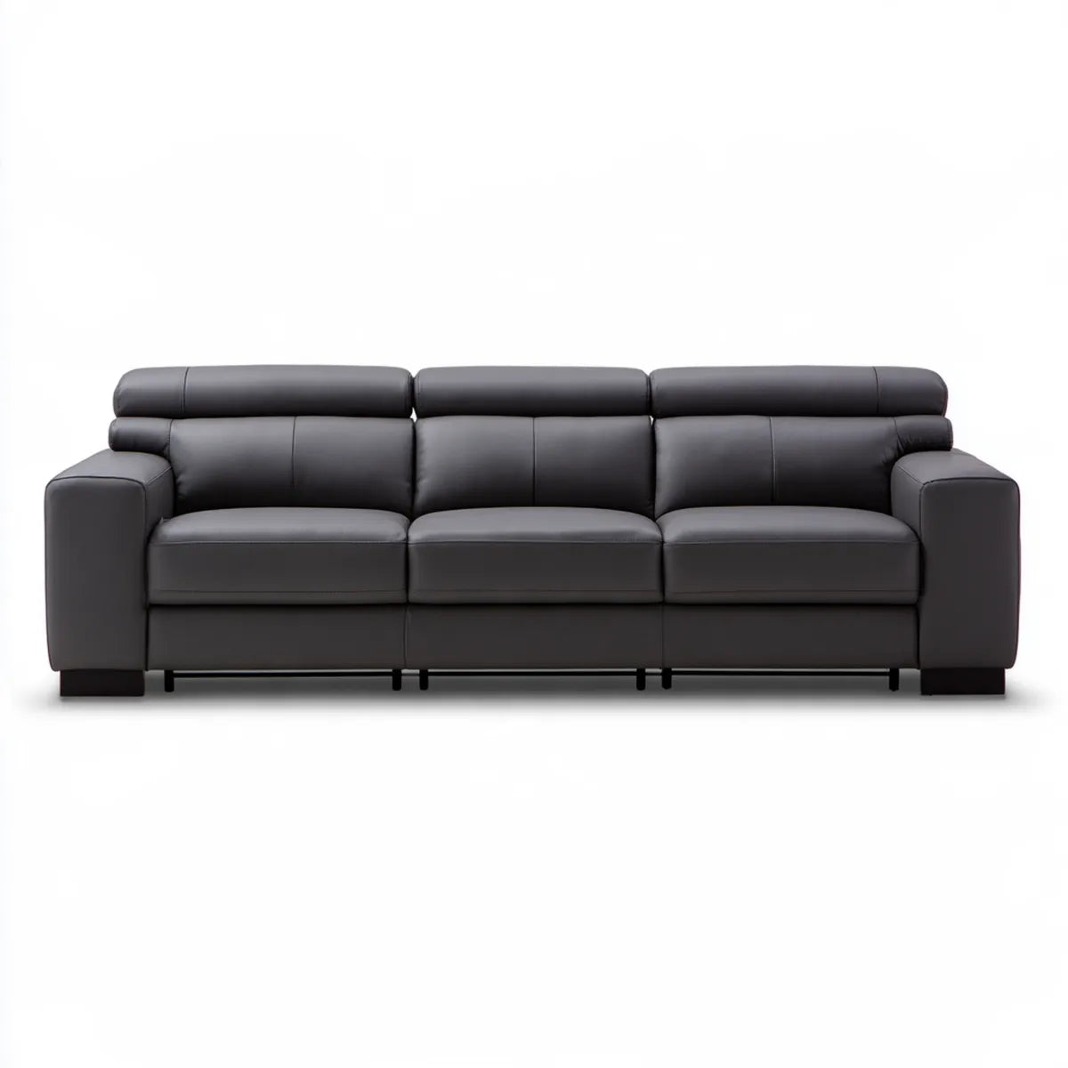 3-Seat Black PU Leather Sofa, 86.6 x 36.2 x 36.2 in Upholstered Rectangular Couch