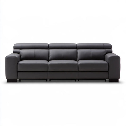 3-Seat Black PU Leather Sofa, 86.6 x 36.2 x 36.2 in Upholstered Rectangular Couch